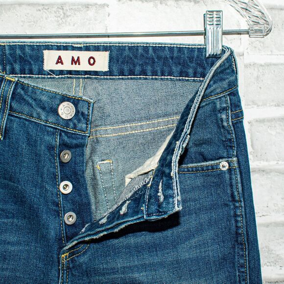 AMO Denim BABE Dive Bar Destroy Jeans Crop fray Women's Size 26 - Picture 2 of 12